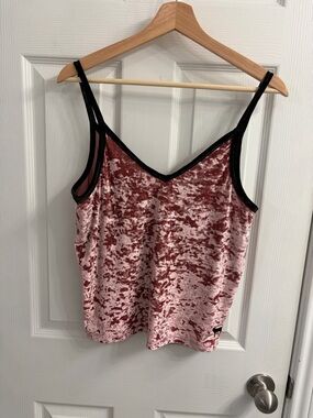 PINK Victoria's Secret Pink Crushed Velvet Cami with Black Trim